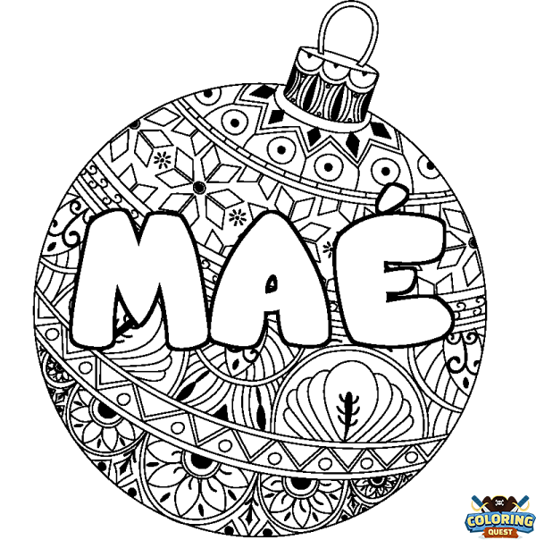 Coloring page first name MA&Eacute; - Christmas tree bulb background
