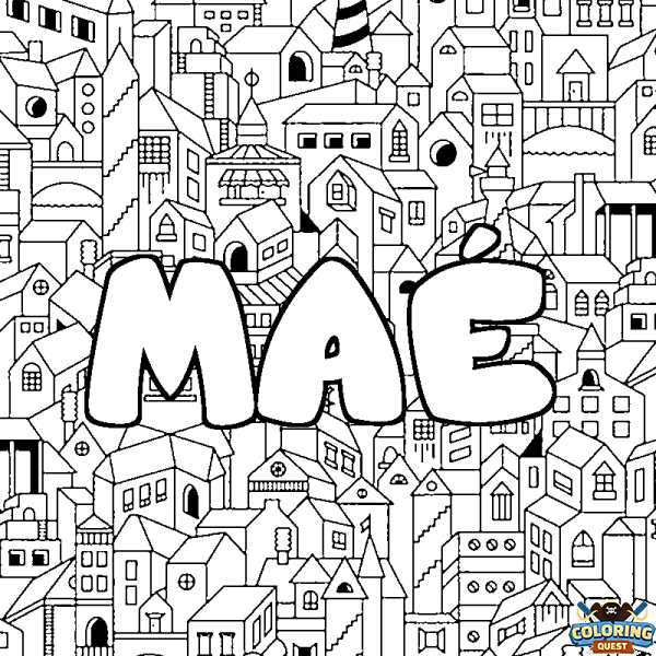 Coloring page first name MA&Eacute; - City background