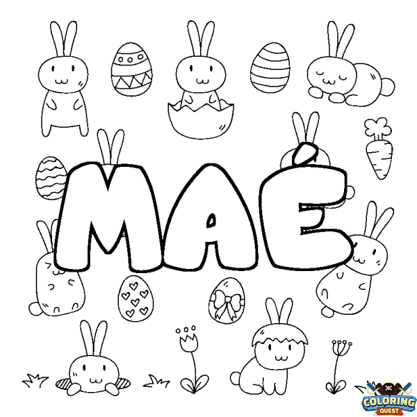 Coloring page first name MA&Eacute; - Easter background