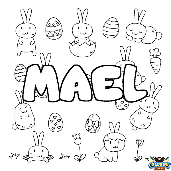Coloring page first name MAEL - Easter background