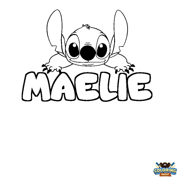 Coloring page first name MAELIE - Stitch background