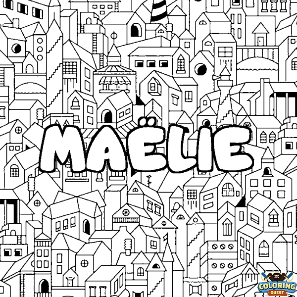 Coloring page first name MA&Euml;LIE - City background