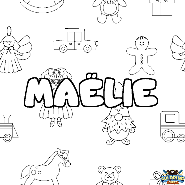 Coloring page first name MA&Euml;LIE - Toys background