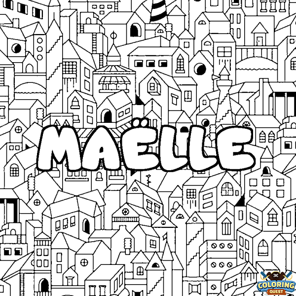 Coloring page first name MA&Euml;LLE - City background