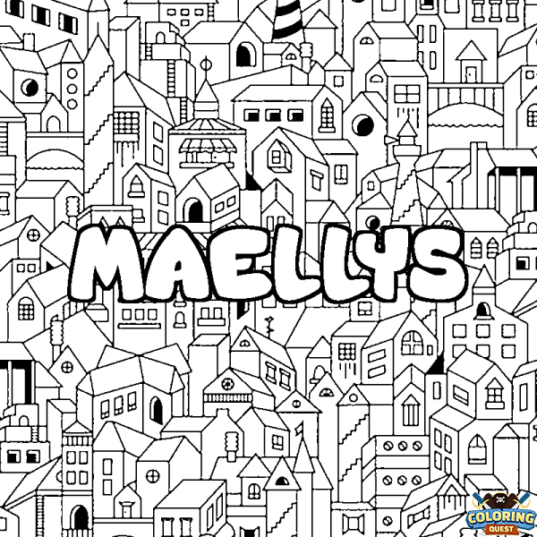 Coloring page first name MAELLYS - City background