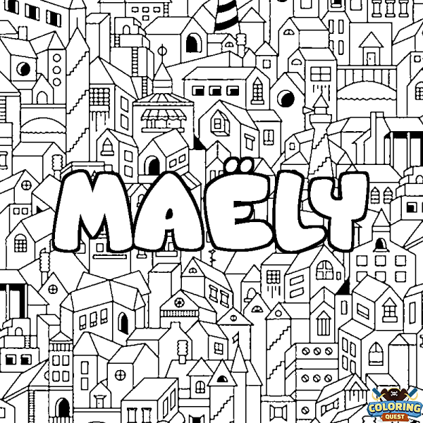 Coloring page first name MA&Euml;LY - City background