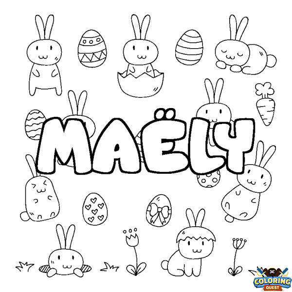 Coloring page first name MA&Euml;LY - Easter background