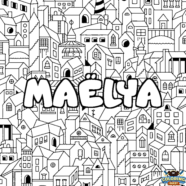 Coloring page first name MA&Euml;LYA - City background
