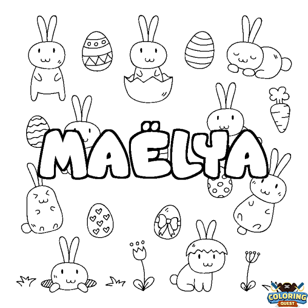 Coloring page first name MA&Euml;LYA - Easter background