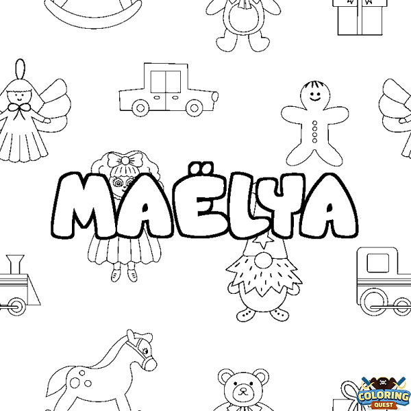 Coloring page first name MA&Euml;LYA - Toys background