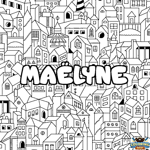 Coloring page first name MA&Euml;LYNE - City background