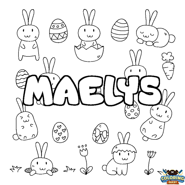 Coloring page first name MAELYS - Easter background