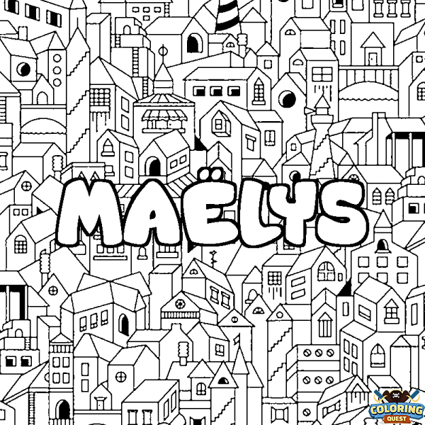 Coloring page first name MA&Euml;LYS - City background