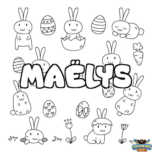 Coloring page first name MA&Euml;LYS - Easter background