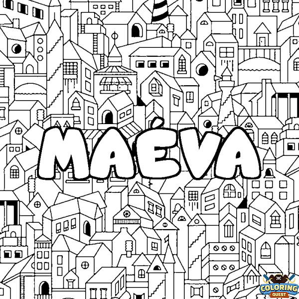 Coloring page first name MA&Eacute;VA - City background