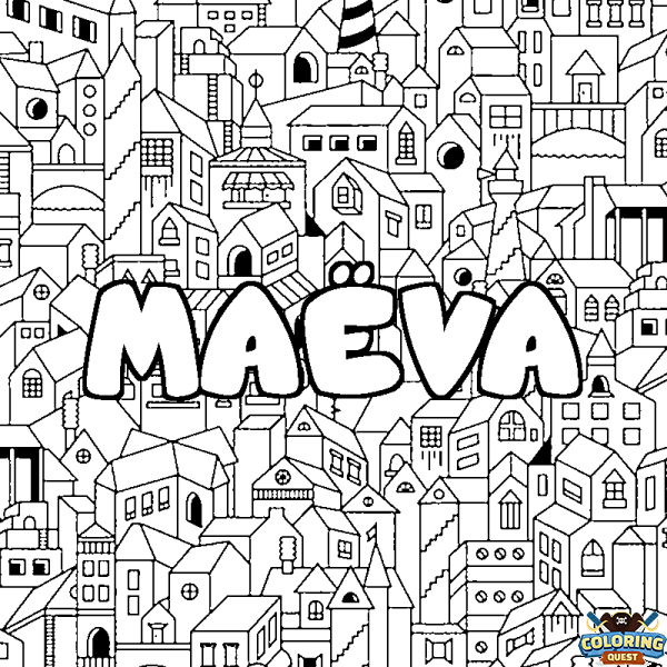 Coloring page first name MA&Euml;VA - City background