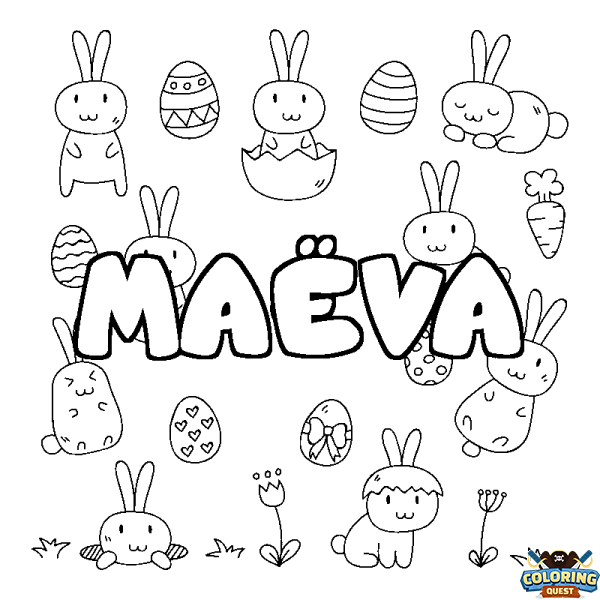 Coloring page first name MA&Euml;VA - Easter background