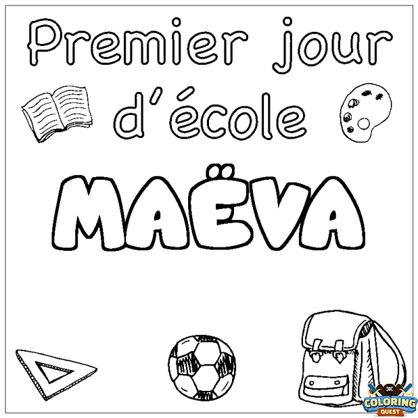 Coloring page first name MA&Euml;VA - School First day background