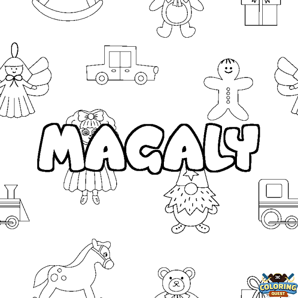 Coloring page first name MAGALY - Toys background
