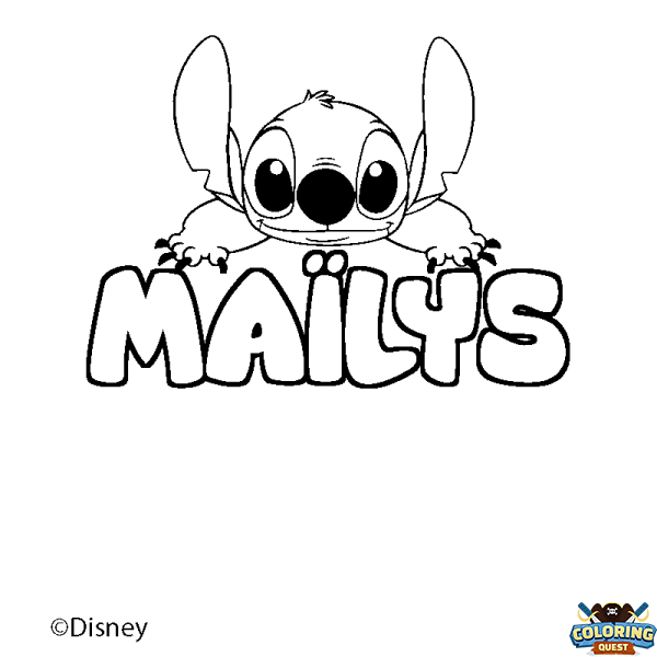 Coloring page first name MA&Iuml;LYS - Stitch background