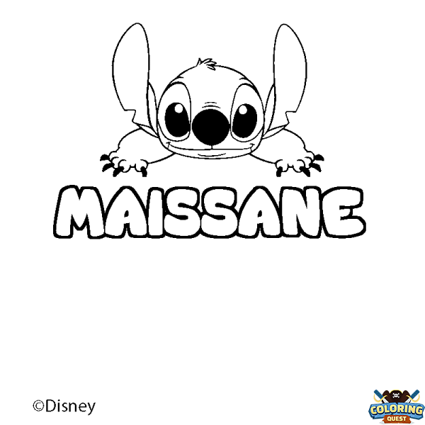 Coloring page first name MAISSANE - Stitch background