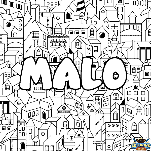 Coloring page first name MALO - City background