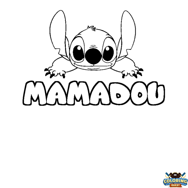 Coloring page first name MAMADOU - Stitch background