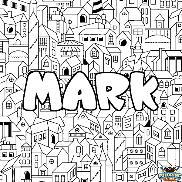 Coloring page first name MARK - City background