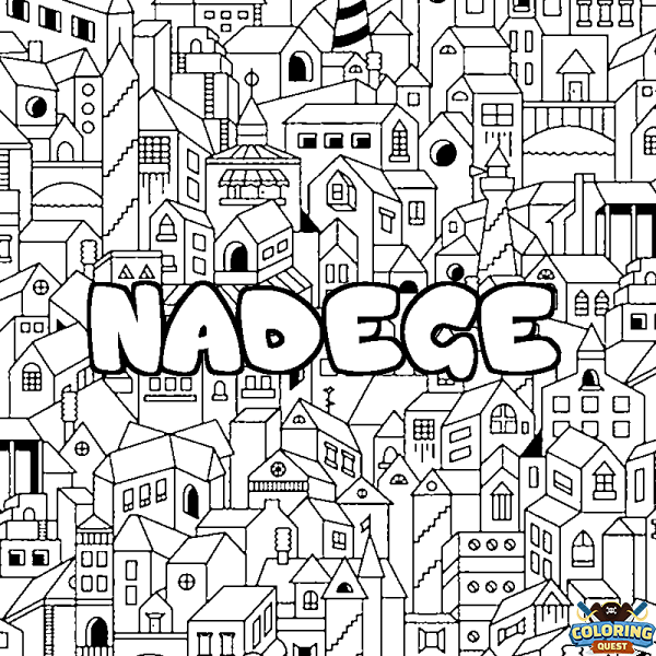 Coloring page first name NADEGE - City background
