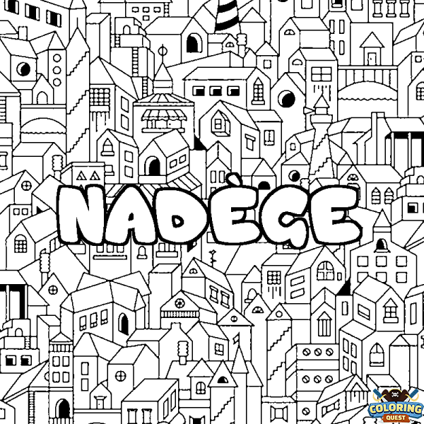 Coloring page first name NAD&Egrave;GE - City background