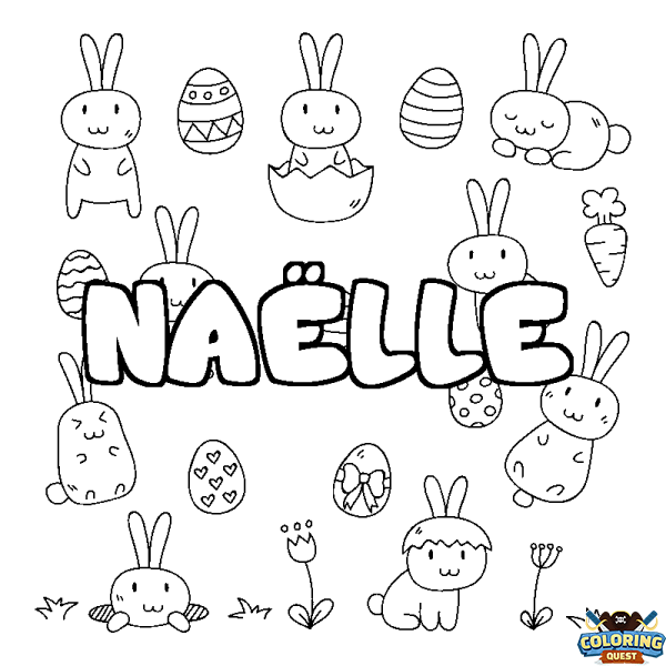 Coloring page first name NA&Euml;LLE - Easter background