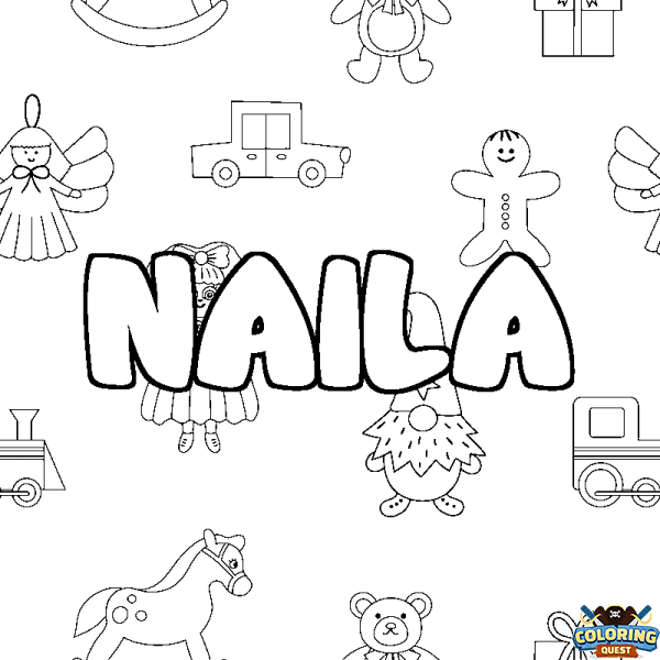 Coloring page first name NAILA - Toys background