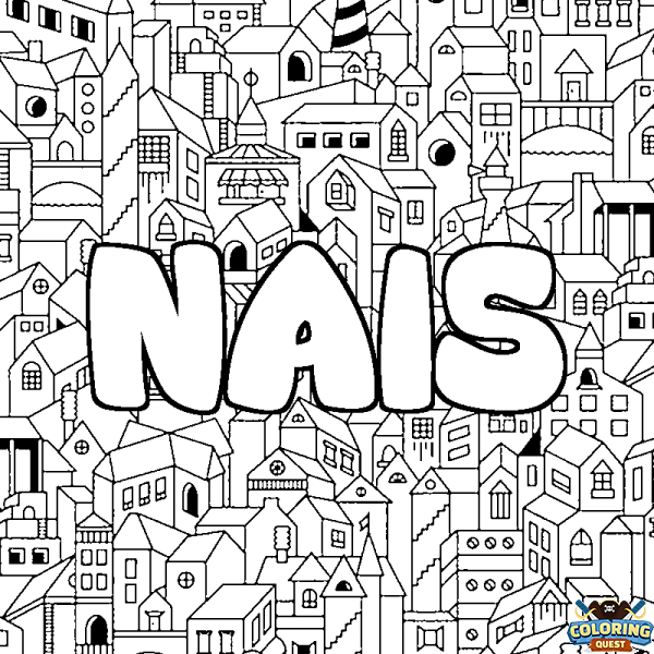 Coloring page first name NAIS - City background