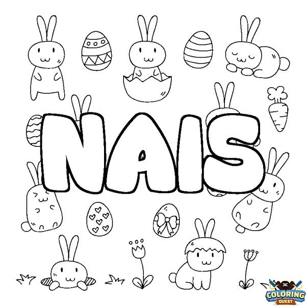 Coloring page first name NAIS - Easter background