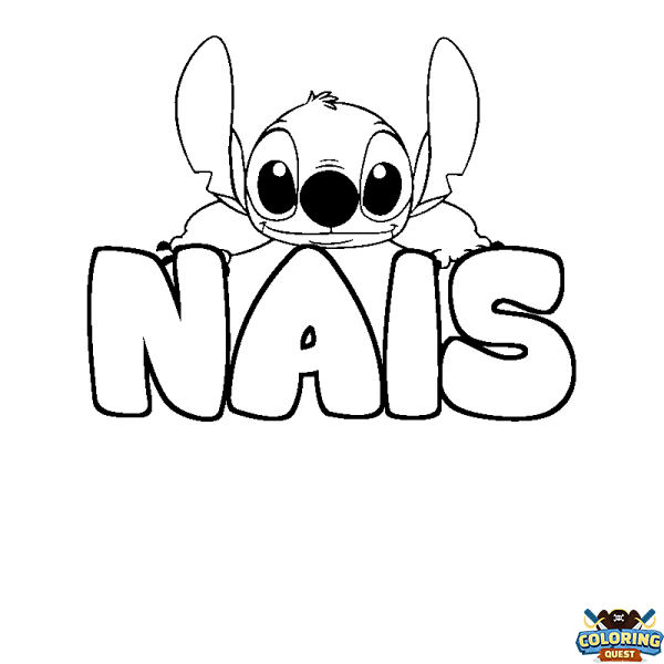 Coloring page first name NAIS - Stitch background
