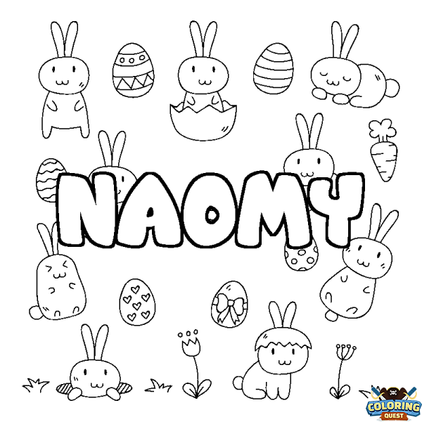 Coloring page first name NAOMY - Easter background