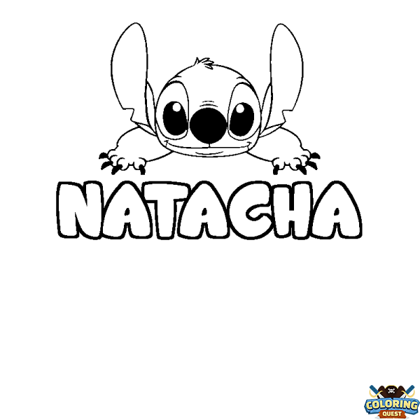 Coloring page first name NATACHA - Stitch background