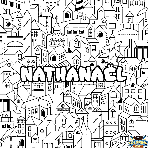 Coloring page first name NATHANA&Euml;L - City background