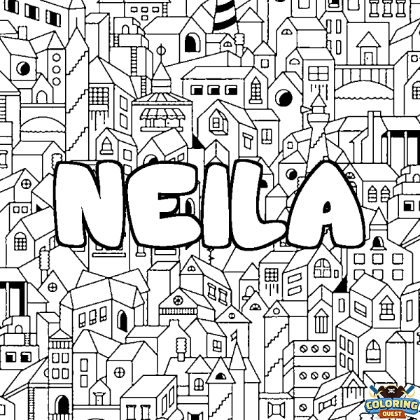 Coloring page first name NEILA - City background