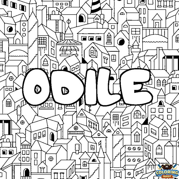 Coloring page first name ODILE - City background
