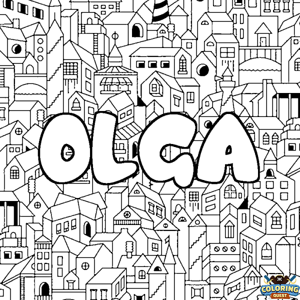 Coloring page first name OLGA - City background