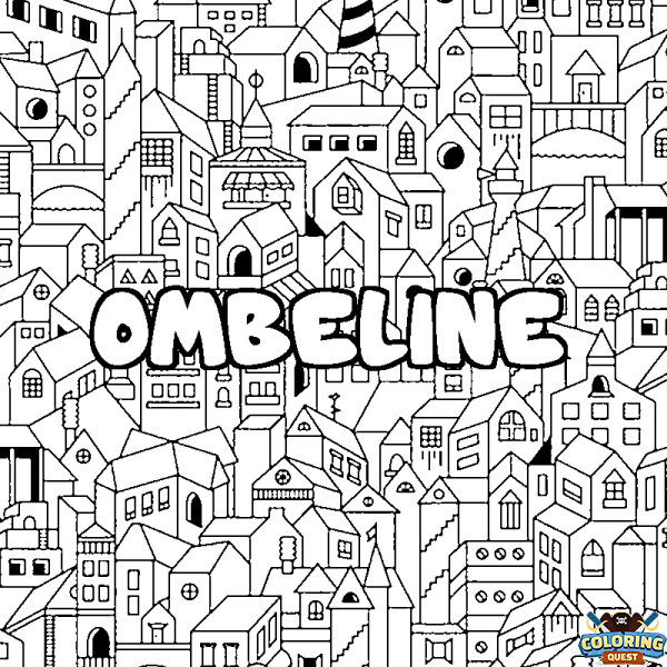 Coloring page first name OMBELINE - City background