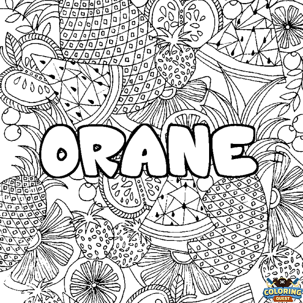 Coloring page first name ORANE - Fruits mandala background