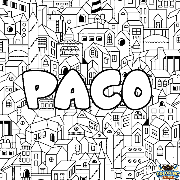 Coloring page first name PACO - City background