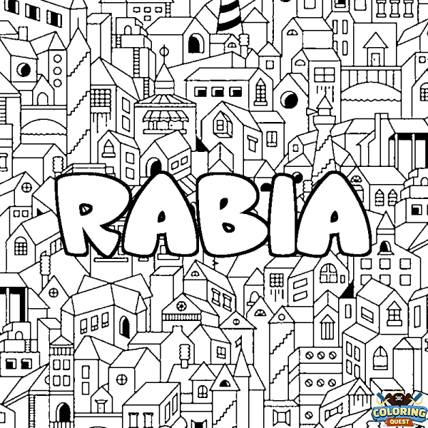 Coloring page first name RABIA - City background