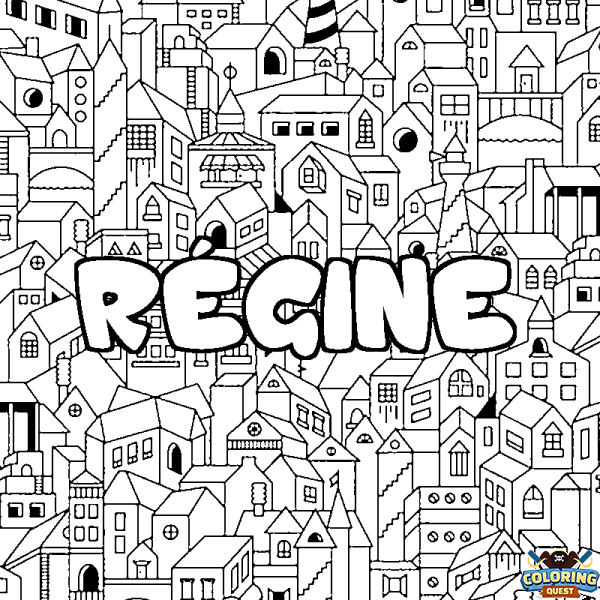 Coloring page first name R&Eacute;GINE - City background