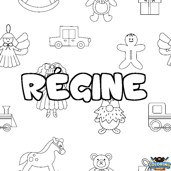 Coloring page first name R&Eacute;GINE - Toys background