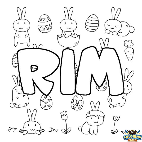 Coloring page first name RIM - Easter background