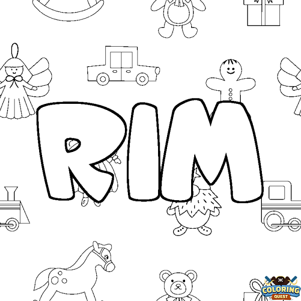 Coloring page first name RIM - Toys background
