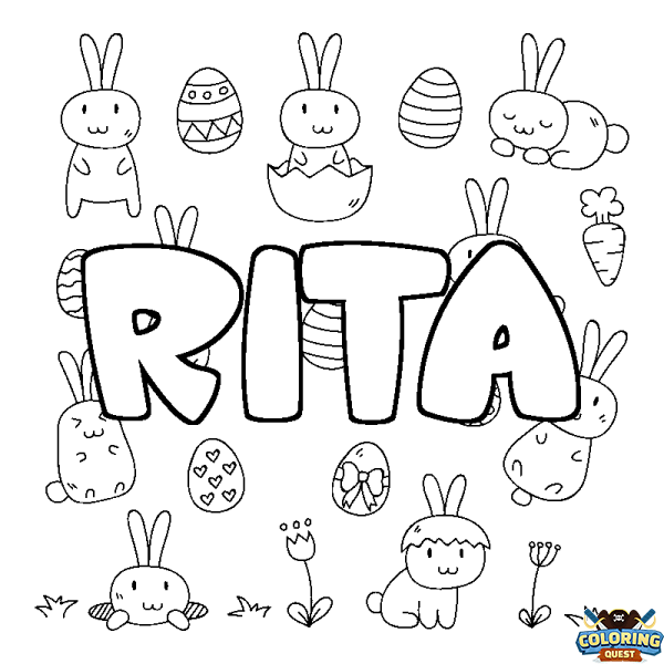 Coloring page first name RITA - Easter background